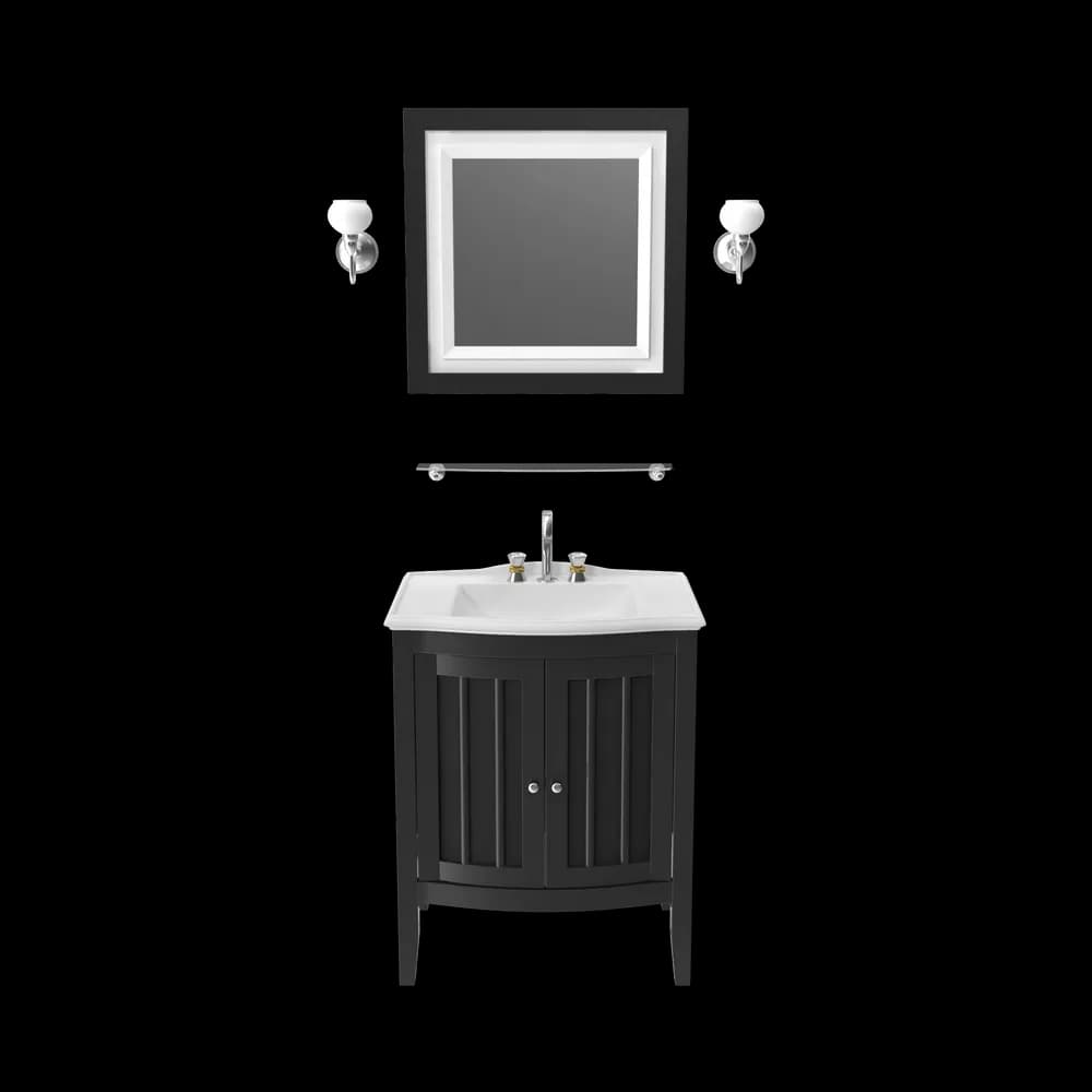 The Wooden Bathroom Sink with Mirror is a unique and stylish addition to your bathroom, featuring a wooden sink countertop and a matching mirror.