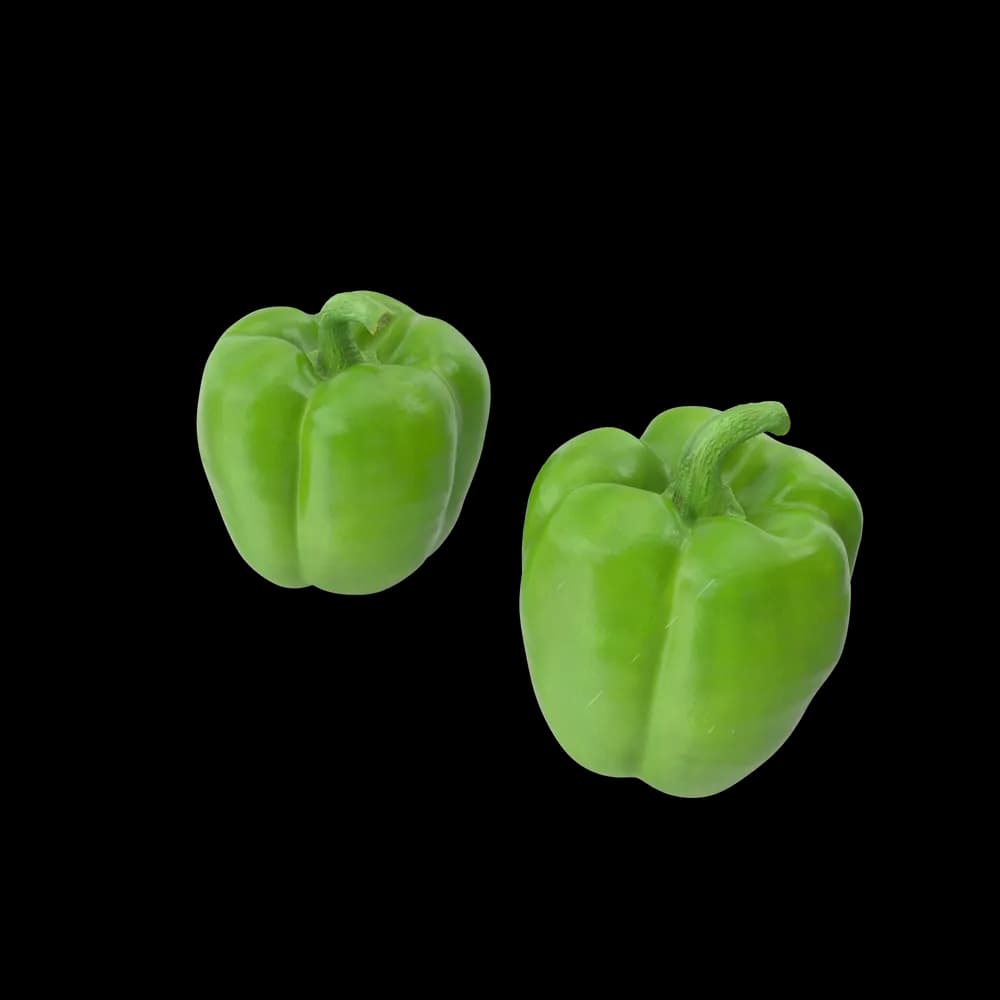 Fresh and vibrant green bell pepper, perfect for adding color and flavor to your dishes.