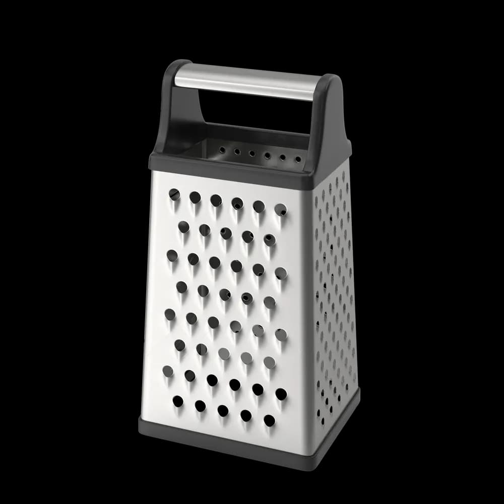 The Grater in Black is a handy kitchen tool for grating cheese, vegetables, and more. Its sleek design and sharp blades make food preparation efficient and easy.