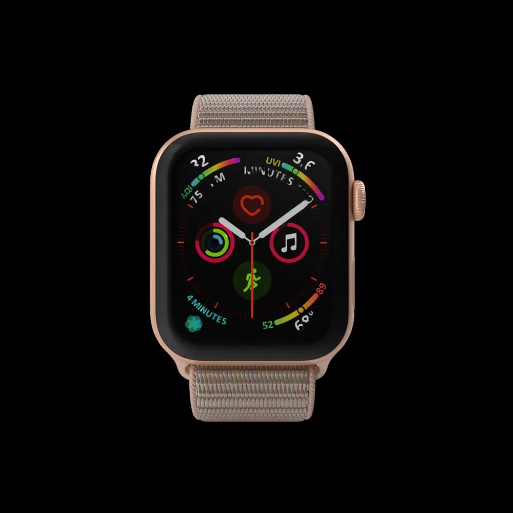 The Apple Watch Series 4 in Gold is a stylish and advanced smartwatch with features like heart rate monitoring, fitness tracking, and a beautiful Retina display.